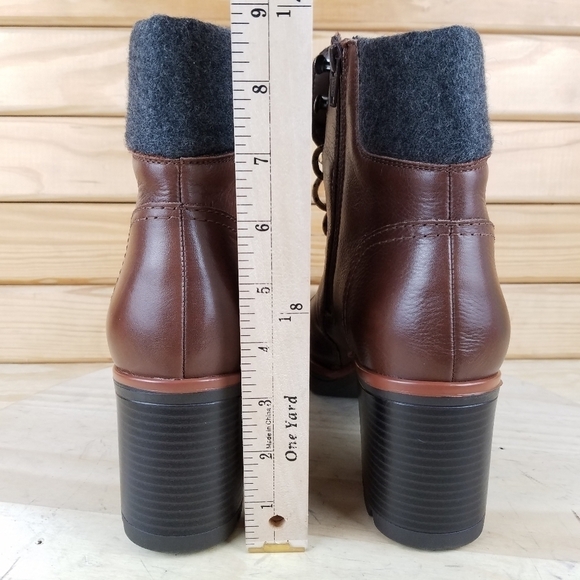 Naturalizer Varuna Waterproof Chocolate Leather High Heel Booties Ankle Boot 11W - Picture 5 of 13